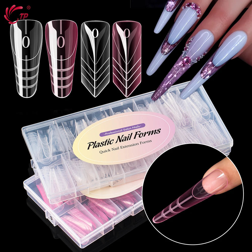 TP 150pcs Dual Forms Nail Mold for French Manicure Full Cover Extension False Nail Tips with Rim Insided Quick Building Gel Mold