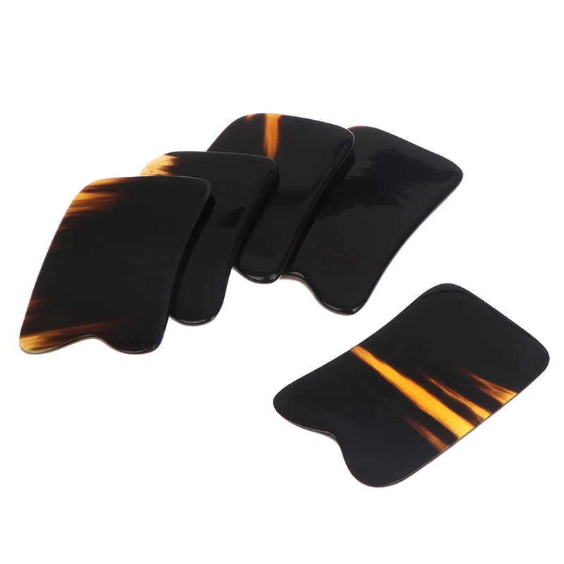 Natural Horn Guasha Board Scraping Plate Massage Tool SPA Acupuncture Gouache Scraper Body Massager Traditional Health Care