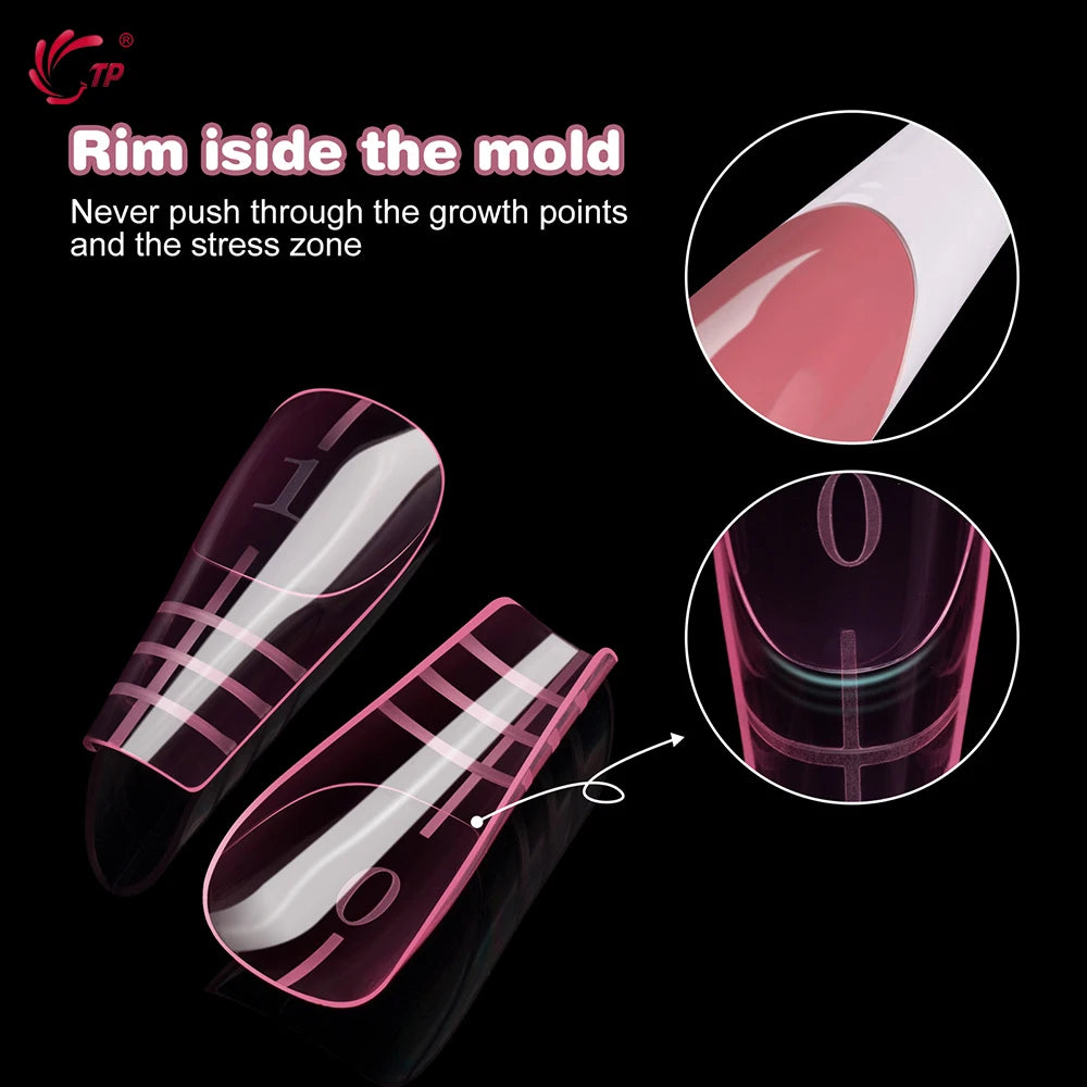 TP 150pcs Dual Forms Nail Mold for French Manicure Full Cover Extension False Nail Tips with Rim Insided Quick Building Gel Mold