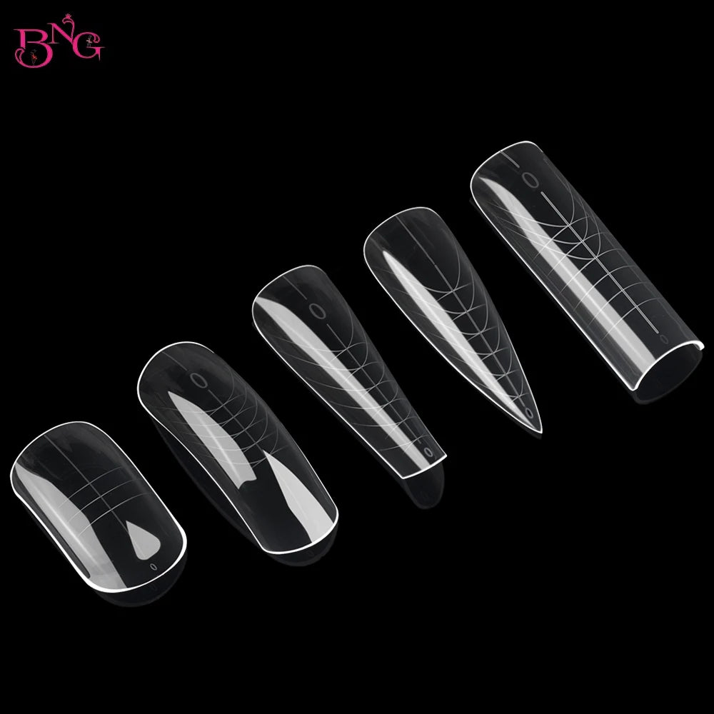 BNG Wide Size Dual Forms Nails Square Coffin Almond Nail Extension Mold False Nail Tips UV Gel Quick Building Mold Manicure Tool